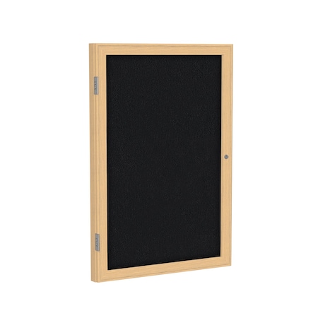 Ghent Enclosed Bulletin Board, 1 Door, Fabric, Oak Frame, 3 ft H x 2 ft W, Black PW13624F-95